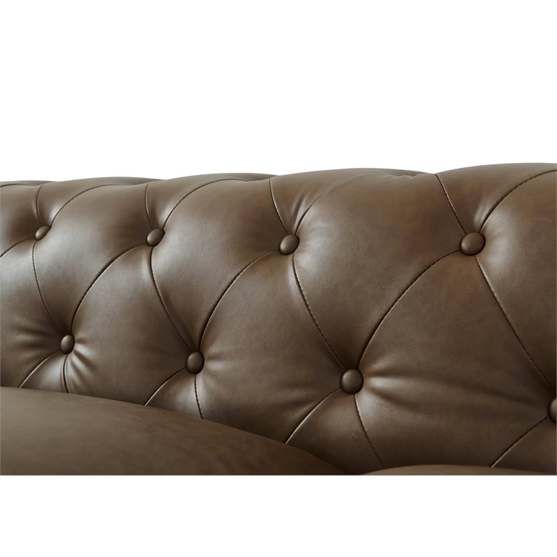 Crafters and Weavers Cornelia Modern Contemporary Eco Leather Love Seat in Brown