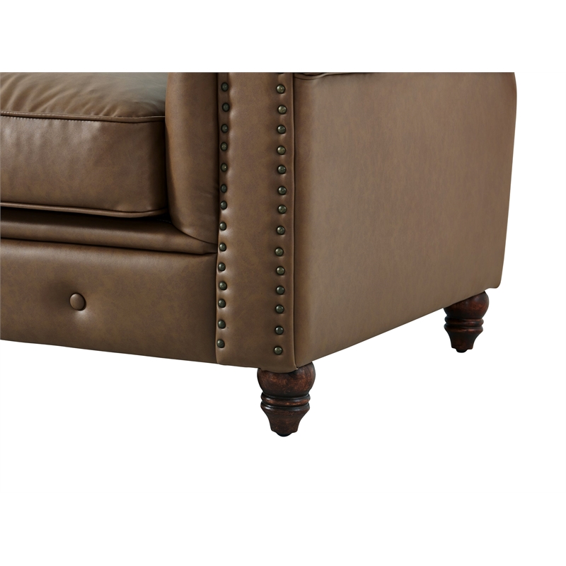 Crafters and Weavers Cornelia Modern Contemporary Eco Leather Sofa in Brown