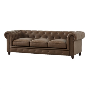Crafters and Weavers Cornelia Modern Contemporary Eco Leather Sofa in Brown
