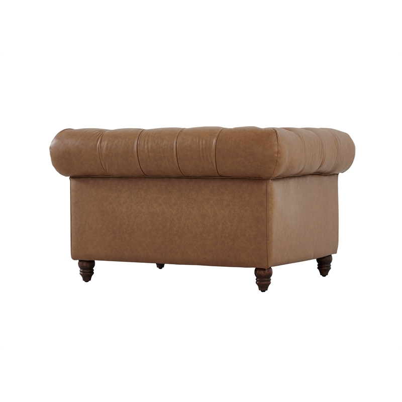 Crafters and Weavers Cornelia Modern Eco Leather Arm Chair in Light Brown