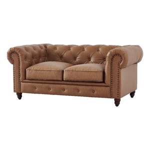 Crafters and Weavers Cornelia Modern Eco Leather Love Seat in Light Brown