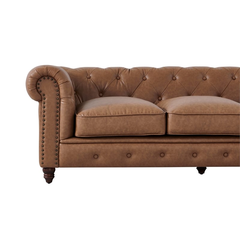 Crafters and Weavers Cornelia Modern Eco Leather Sofa in Light Brown