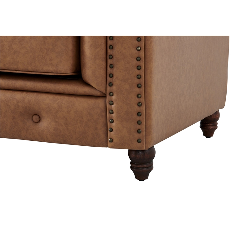 Crafters and Weavers Cornelia Modern Eco Leather Sofa in Light Brown