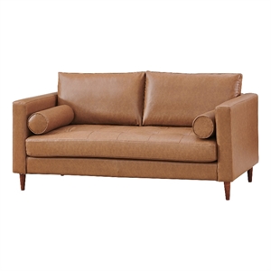 Crafters and Weavers Alessandra Modern Eco Leather Love Seat in Light Brown