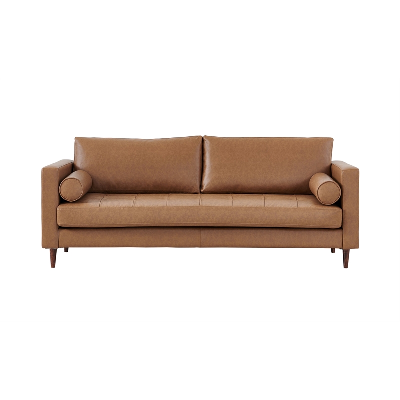 Crafters and Weavers Alessandra Modern Eco Leather Sofa in Light Brown
