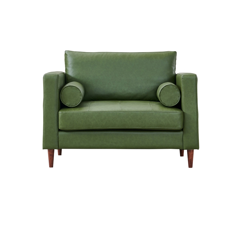 Crafters and Weavers Alessandra Modern Eco Leather Arm Chair in Green