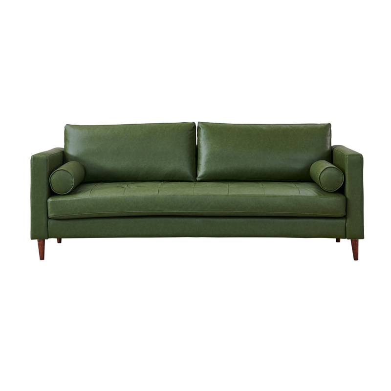 Crafters and Weavers Alessandra Modern Contemporary Eco Leather Sofa in Green