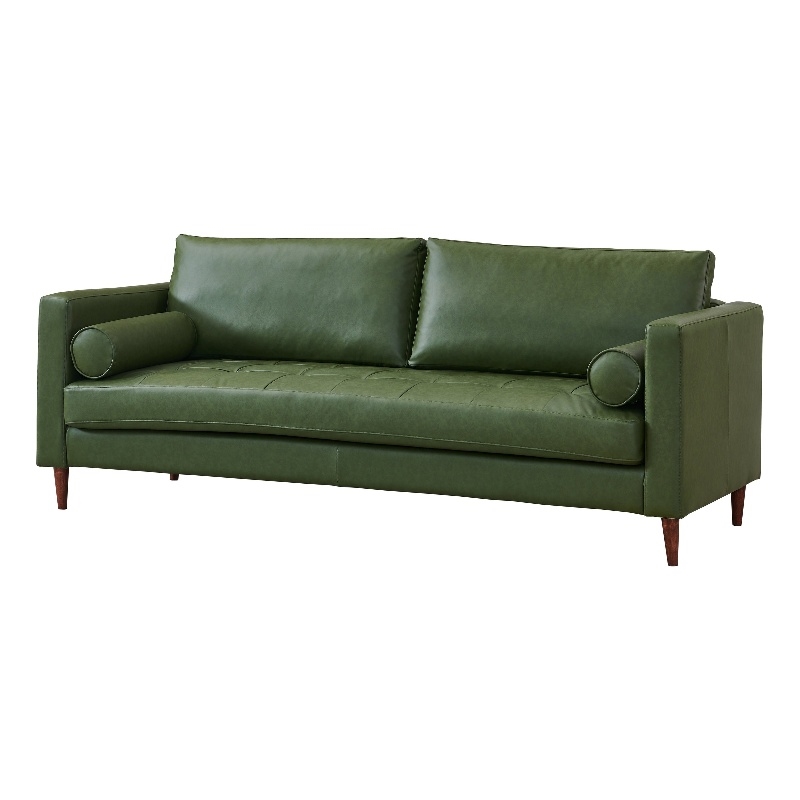 Crafters and Weavers Alessandra Modern Contemporary Eco Leather Sofa in Green