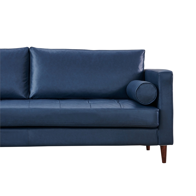 Crafters and Weavers Alessandra Modern Contemporary Eco Leather Sofa in Blue
