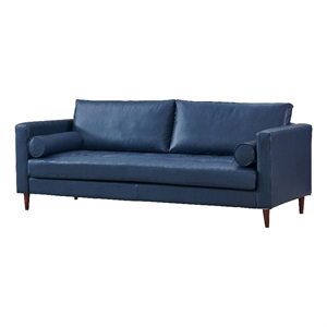 Crafters and Weavers Alessandra Modern Contemporary Eco Leather Sofa in Blue
