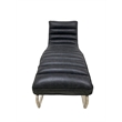 Crafters and Weavers Plano Channeled Leather Chaise Lounge in Slate Leather