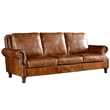 Crafters and Weavers English Rolled Arm Sofa in Light Brown Leather