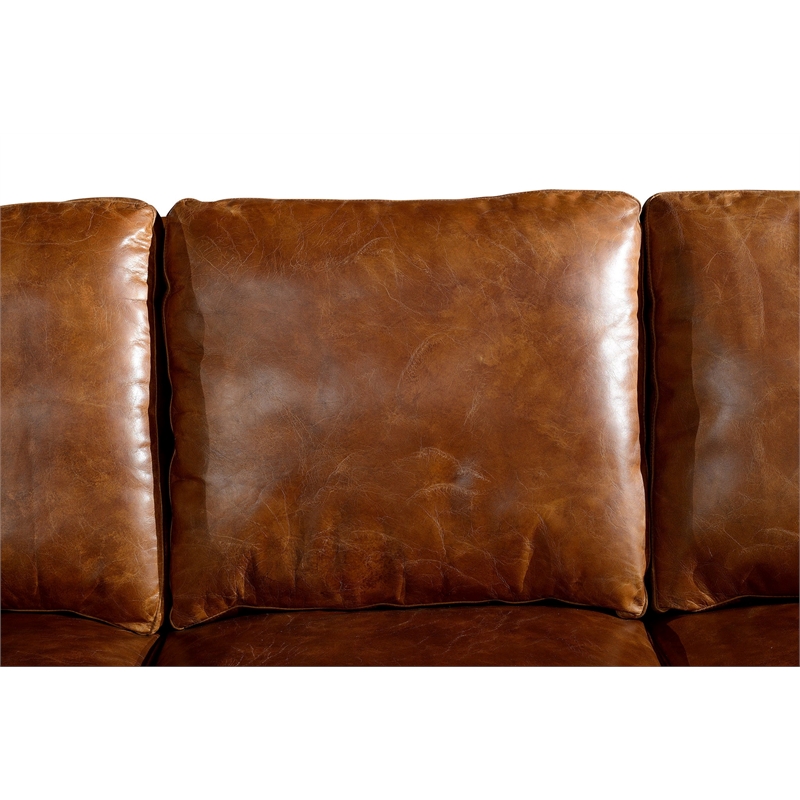 Crafters and Weavers English Rolled Arm Sofa in Light Brown Leather