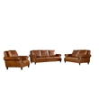 Crafters and Weavers English Rolled Arm Sofa in Light Brown Leather