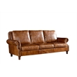 Crafters and Weavers English Rolled Arm Sofa in Light Brown Leather