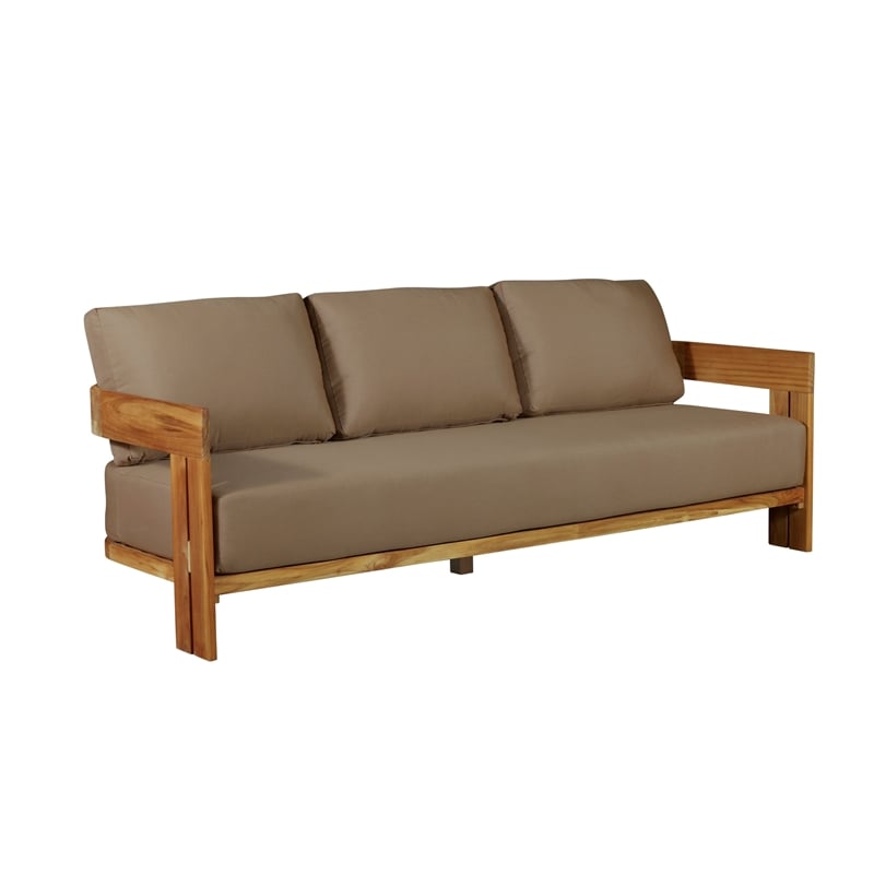 Crafters and Weavers Paradiso Outdoor Solid Teak Wood Sofa in Light Brown