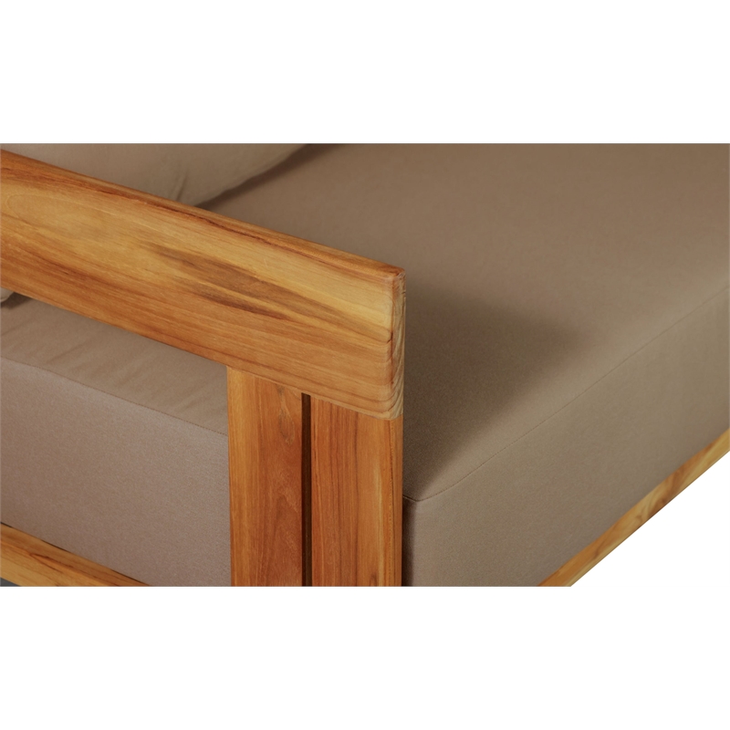 Crafters and Weavers Paradiso Outdoor Solid Teak Wood Sofa in Light Brown