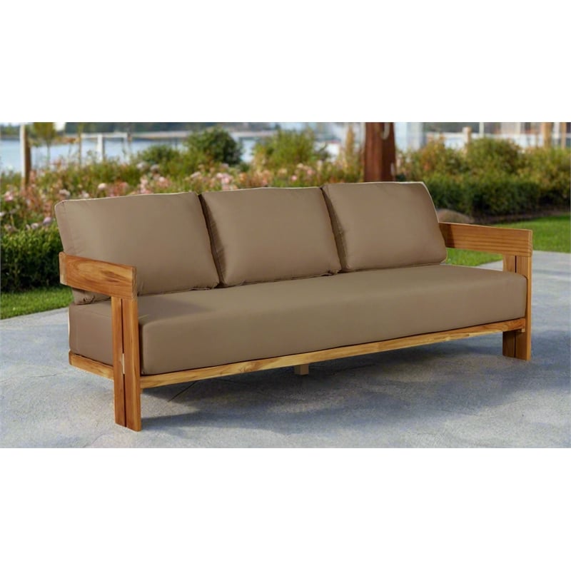 Crafters and Weavers Paradiso Outdoor Solid Teak Wood Sofa in Light Brown