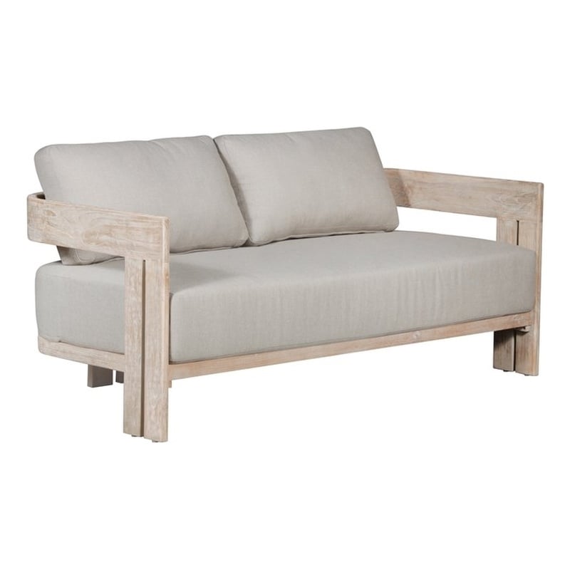 Crafters and Weavers Paradiso Outdoor Solid Teak Wood Love Seat in Gray