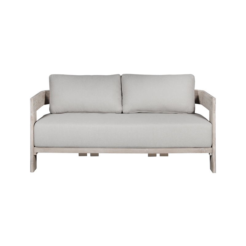 Crafters and Weavers Paradiso Outdoor Solid Teak Wood Love Seat in Gray