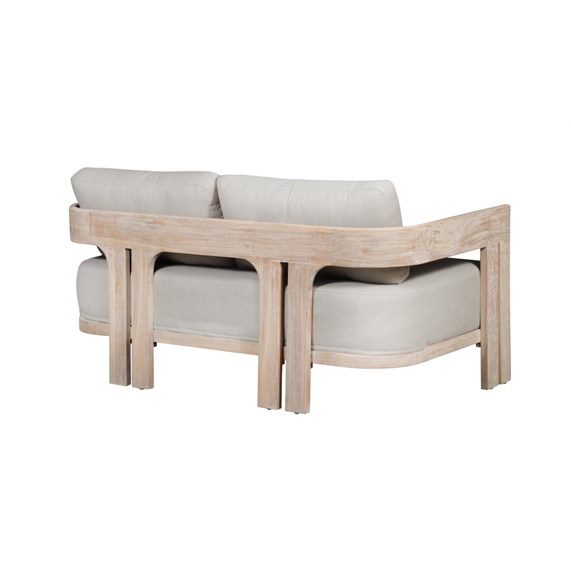 Crafters and Weavers Paradiso Outdoor Solid Teak Wood Love Seat in Gray