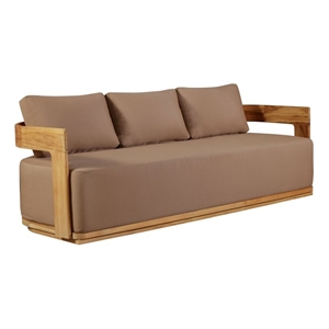 Crafters and Weavers Eclipse Outdoor Solid Teak Wood Sofa in Light Brown