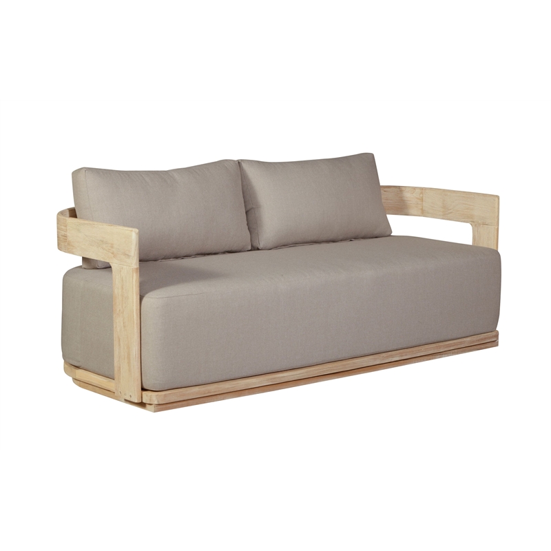 Crafters and Weavers Eclipse Outdoor Solid Teak Wood Love seat Natural in Gray
