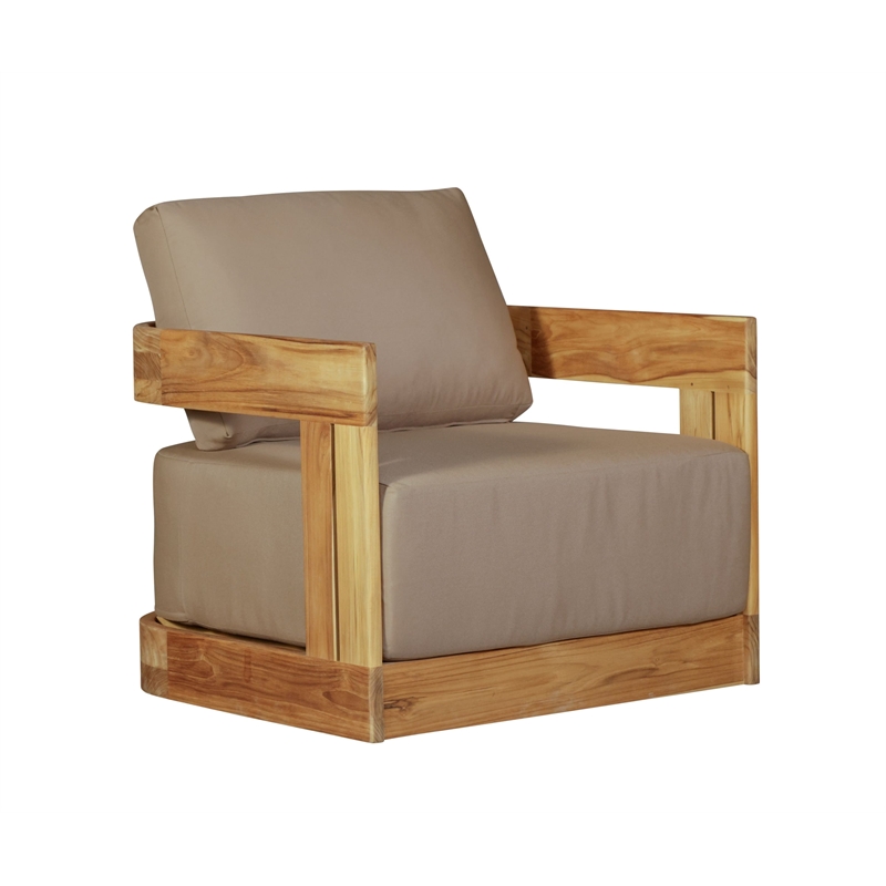 Crafters and Weavers Paradiso Outdoor Solid Teak Wood Revolving Chair in Brown