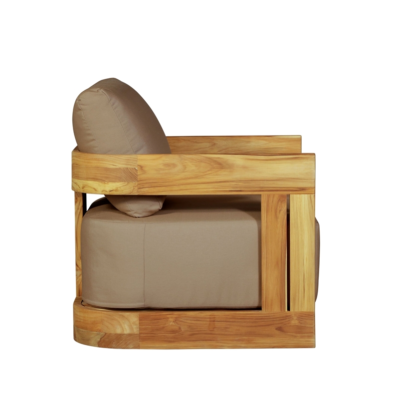 Crafters and Weavers Paradiso Outdoor Solid Teak Wood Revolving Chair in Brown