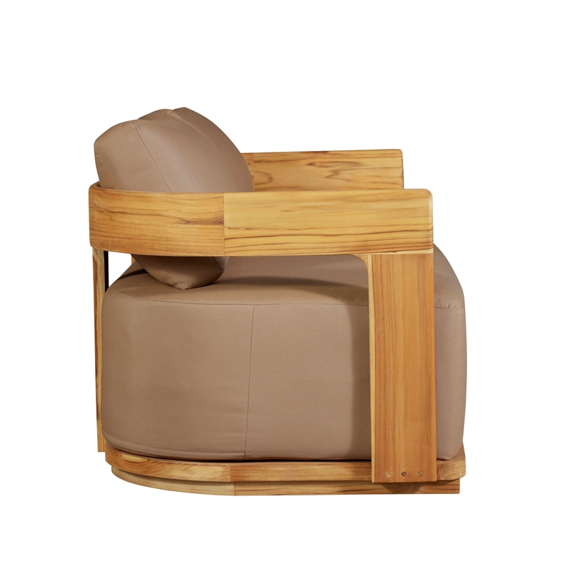Crafters and Weavers Eclipse Outdoor Solid Teak Wood Love seat in Light Brown