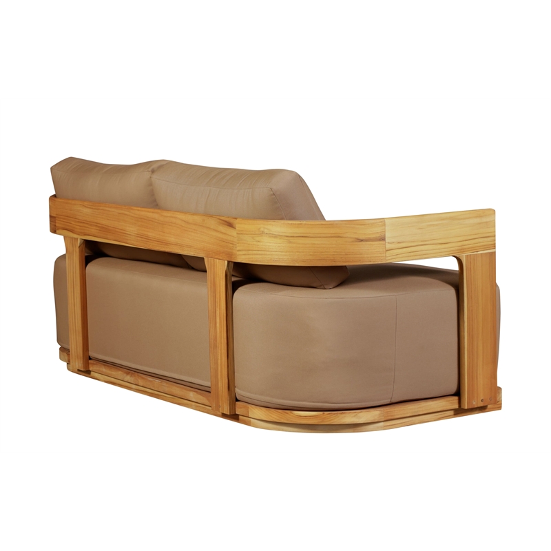 Crafters and Weavers Eclipse Outdoor Solid Teak Wood Love seat in Light Brown