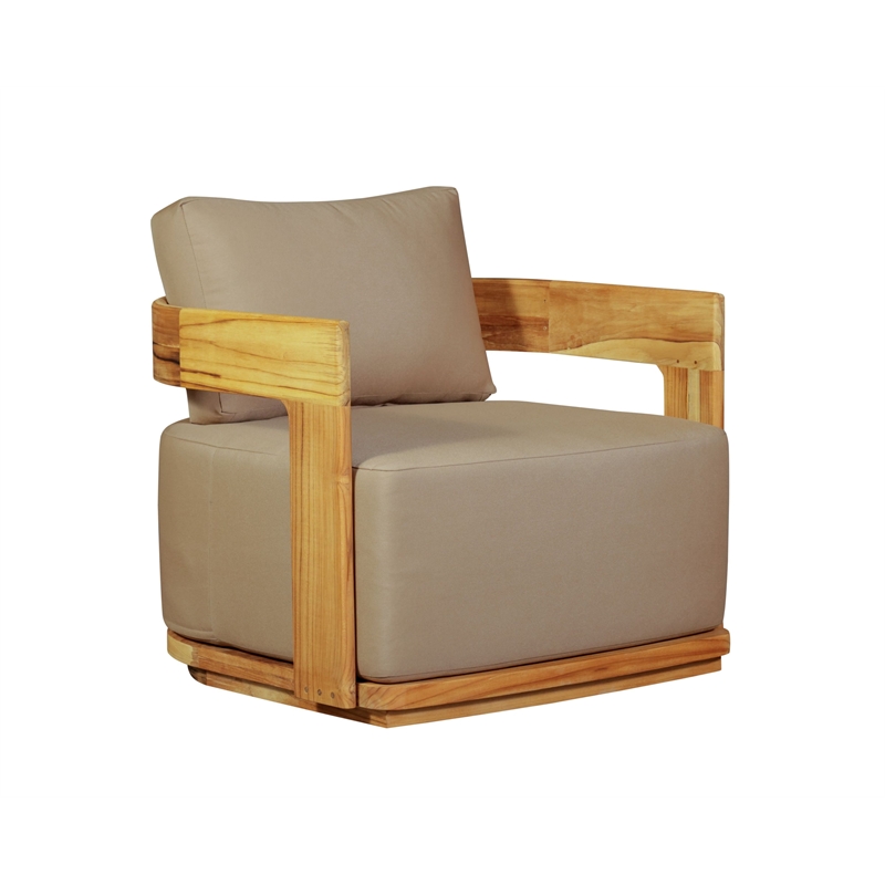 Crafters and Weavers Eclipse Outdoor Solid Teak Wood Chair in Light Brown