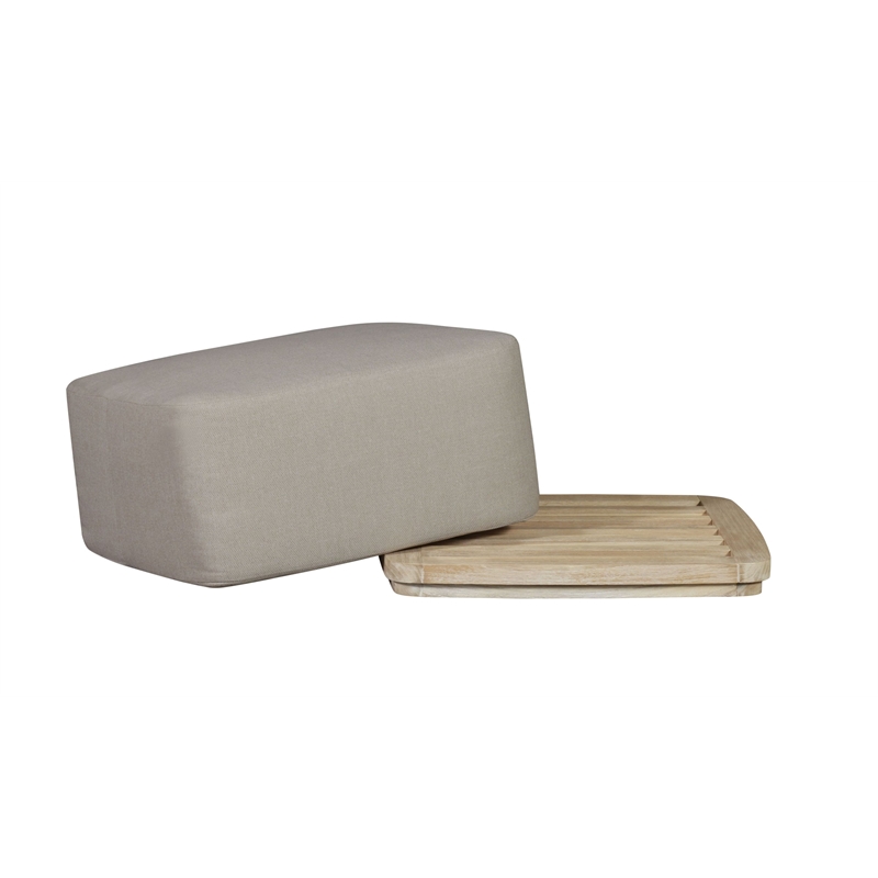 Crafters and Weavers Eclipse Outdoor Solid Teak Wood Ottoman Natural Look - Gray
