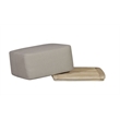 Crafters and Weavers Eclipse Outdoor Solid Teak Wood Ottoman Natural Look - Gray