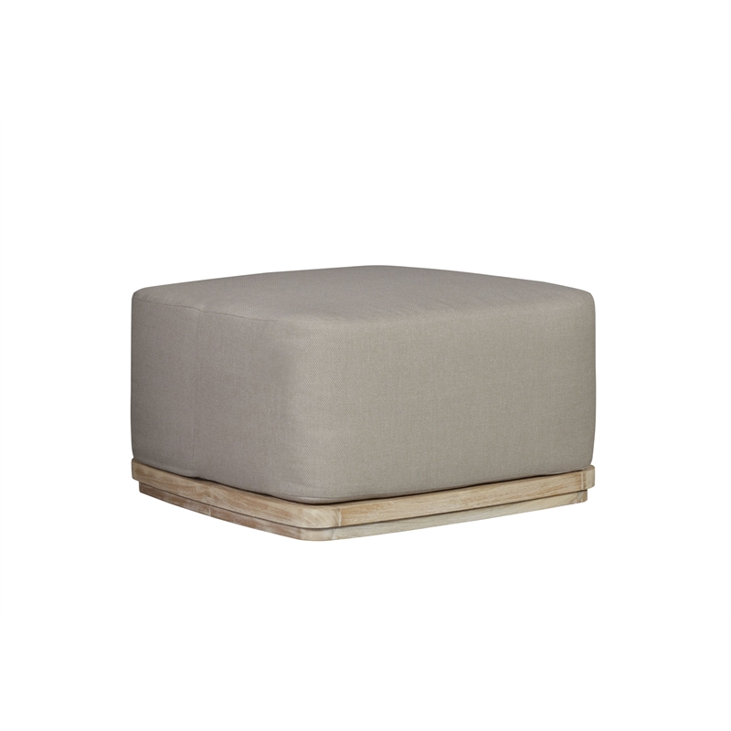 Crafters and Weavers Eclipse Outdoor Solid Teak Wood Ottoman Natural Look - Gray