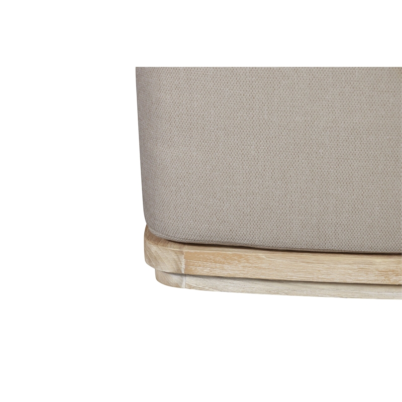 Crafters and Weavers Eclipse Outdoor Solid Teak Wood Ottoman Natural Look - Gray