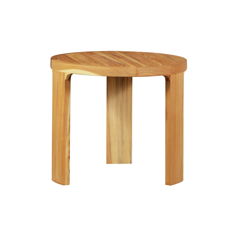 Crafters and Weavers Eclipse Outdoor Solid Teak Wood End Table in Natural