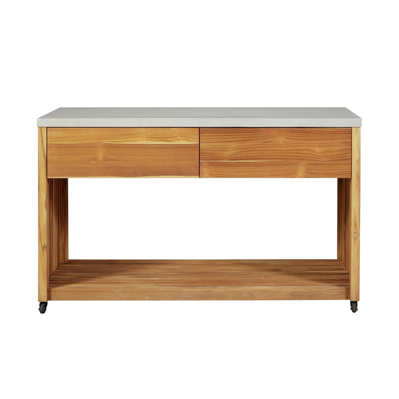 Crafters and Weavers Eclipse Outdoor Solid Teak Wood Kitchen Island in Natural