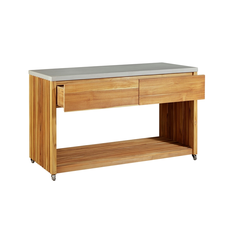 Crafters and Weavers Eclipse Outdoor Solid Teak Wood Kitchen Island in Natural