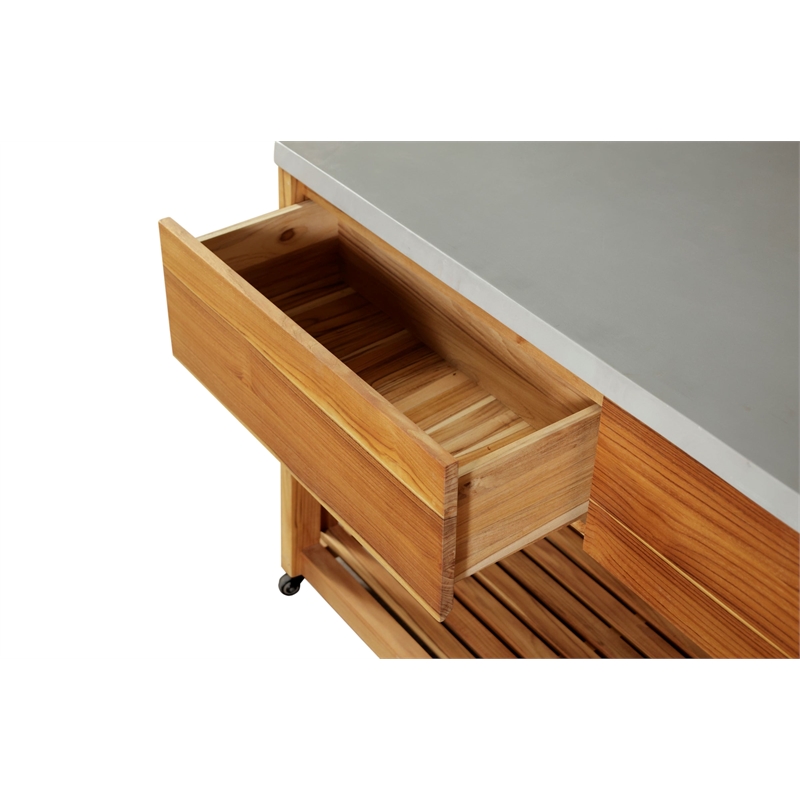 Crafters and Weavers Eclipse Outdoor Solid Teak Wood Kitchen Island in Natural