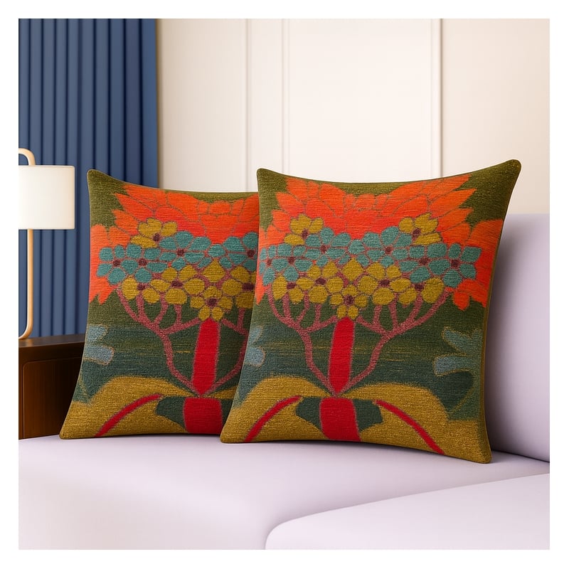 Exquisite Luxury Arts & Crafts Sofa Cushion Cover + Insert in Multi Color