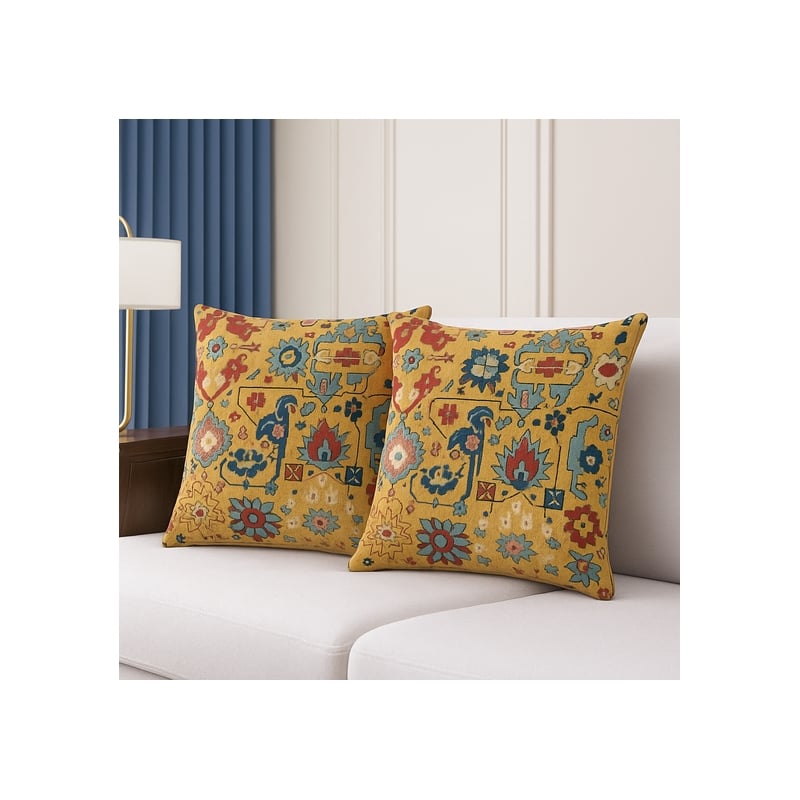Crafter and Wavers Luxurious Accent 2 Cushion Covers + Inserts in Multi Color