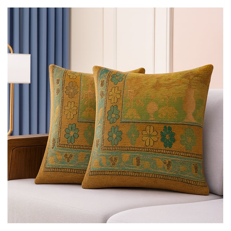 Crafter and Wavers Luxurious Accent  2 Cushion Covers + Inserts in Multi Color