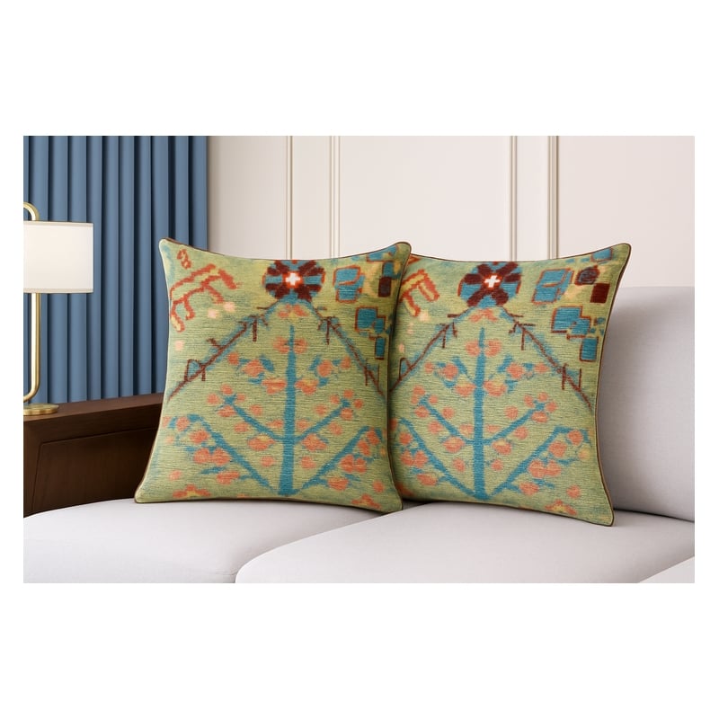 Crafter and Wavers Luxurious Accent  2 Cushion Covers + Inserts in Multi Color
