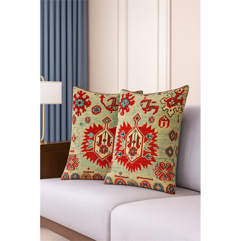 Crafter and Wavers Luxurious Accent  2 Cushion Covers + Inserts in Multi Color