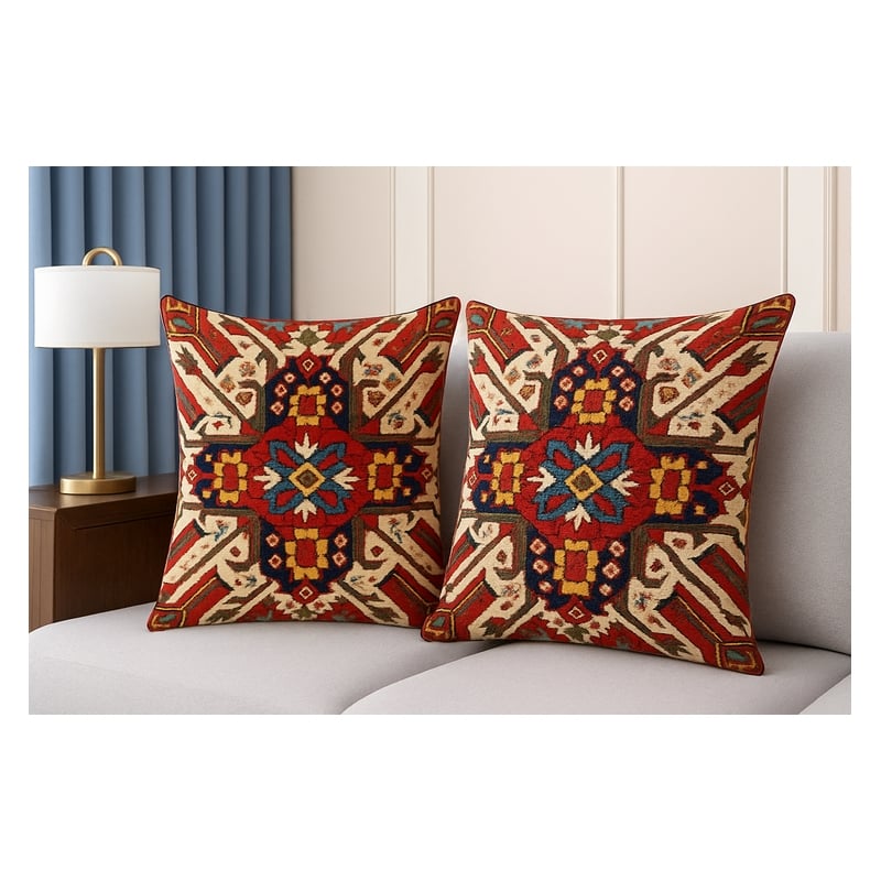 Crafter and Wavers Luxurious Accent  2 Cushion Covers + Inserts in Multi Color