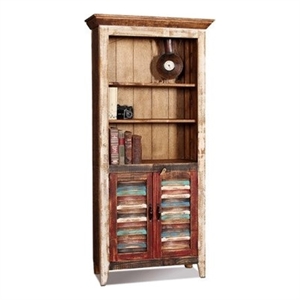 Crafters and Weavers La Boca Solid Pine Wood Shutter Door Bookcase - Multi Color