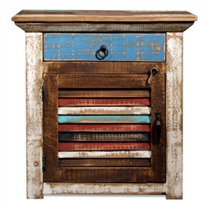Crafters and Weavers La Boca Shutter Door End Table in Multi Color