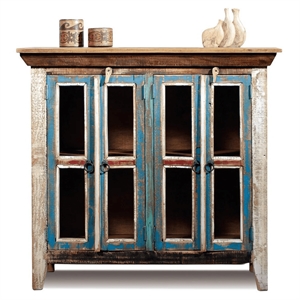 Crafters and Weavers La Boca 4 Door Curio Cabinet in Multi Color