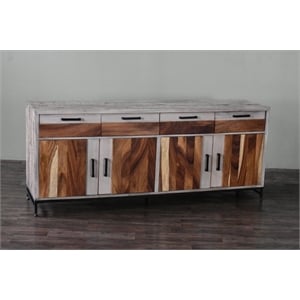Crafters and Weavers 75&quot Sierra 4 Door-Drawer Mixed Wood Console - Multi Color